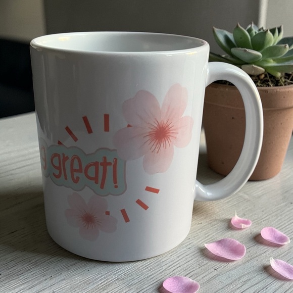 Other - Floral White Ceramic Mug
